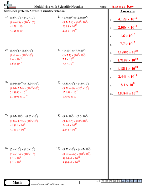  - Multiplying with Scientific Notation worksheet
